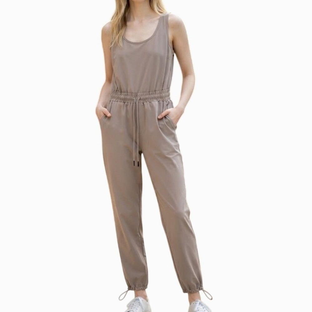 Abercrombie & Fitch Traveler Jumpsuit Womens XSP Taupe Jogger Sleeveless NWT
